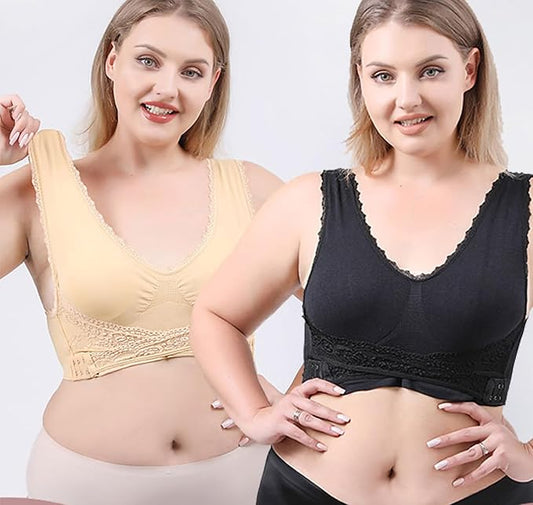 (Pack Of 2) 🔥last day 30% off - comfy corset bra front cross side buckle lace bras